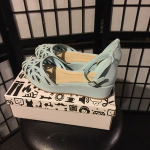 Powder blue sandals. New in box